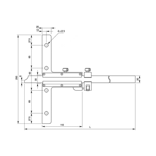 Mitutoyo 527-105 Vernier Depth Gauge, Range 0-1000mm, Graduation 0.02mm, with Fine Adjustment, Base 250 x 10mm