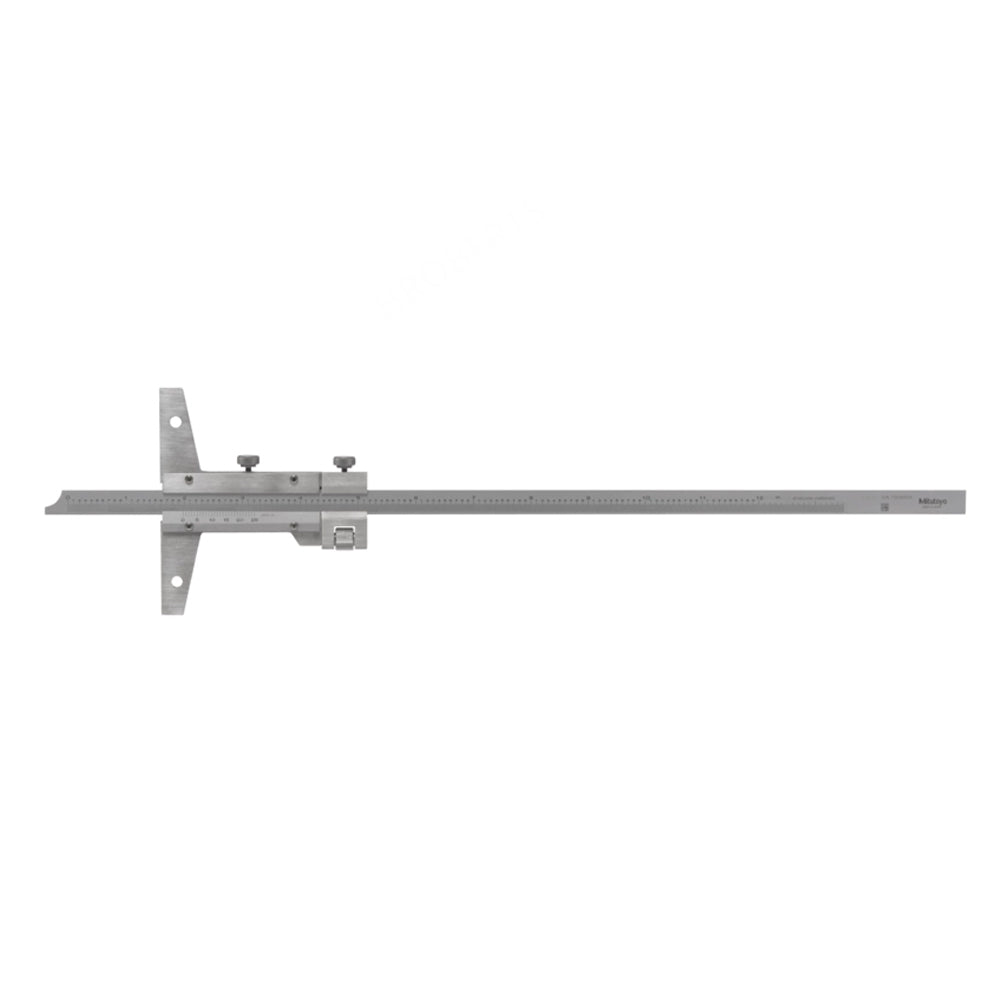Mitutoyo 527-113 Vernier Depth Gauge, Range 0-12", Graduation 0.001", with Fine Adjustment, Base 9.8 x 0.39"
