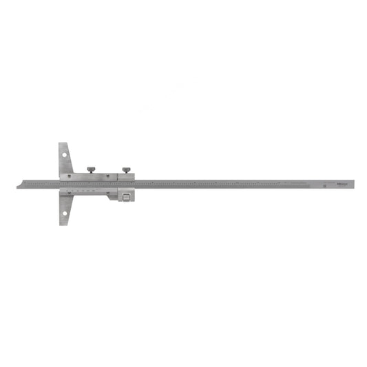 Mitutoyo 527-113 Vernier Depth Gauge, Range 0-12", Graduation 0.001", with Fine Adjustment, Base 9.8 x 0.39"
