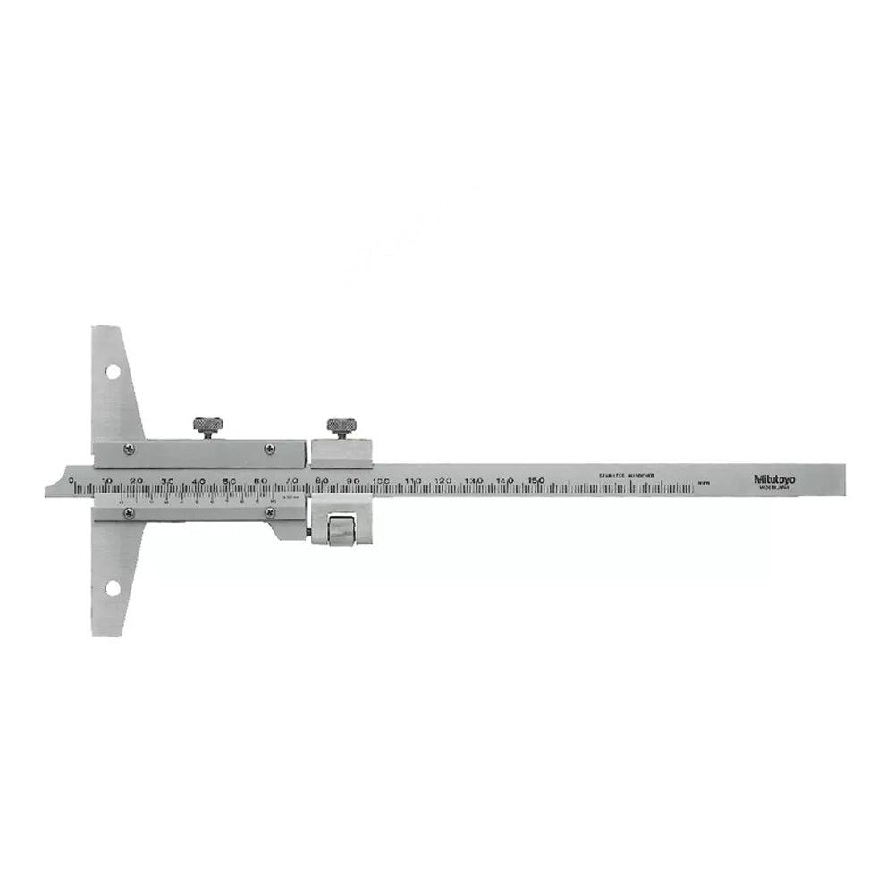 Mitutoyo 527-115 Vernier Depth Gauge, Range 0-40", Graduation 0.001", with Fine Adjustment, Base 9.8 x 0.39"