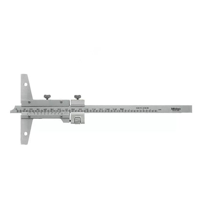 Mitutoyo 527-115 Vernier Depth Gauge, Range 0-40", Graduation 0.001", with Fine Adjustment, Base 9.8 x 0.39"