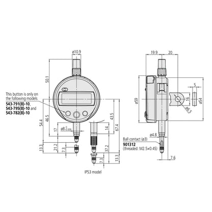 Mitutoyo 543-782-10 Absolute Digimatic Digital Indicator ID-SX, Range 0.5" / 12.7mm, Resolution 0.0005" / 0.01mm