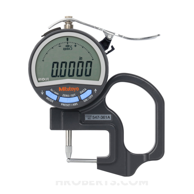 Mitutoyo 547-361A Digimatic Digital Thickness Gauge, Range 0-10mm / 0-0.4", Resolution 0.01mm / 0.0005"