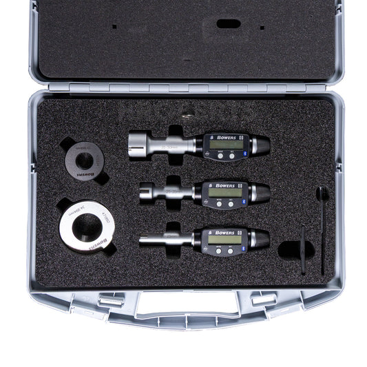 Bowers SXTD5U-BT Digital Bore Gauge Set, Range 20-50mm, Resolution 0.001mm, 3-Point Contact with Bluetooth, Supplied with Setting Rings and Ukas Certificate