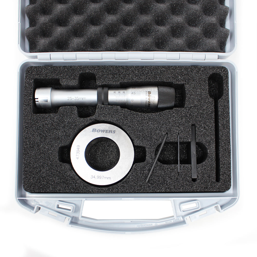 Bowers XTA25M Analogue Bore Gauge, Range 25-35mm, Graduation 0.002mm, 3-Point Contact, Supplied with Setting Ring and Ukas Certificate