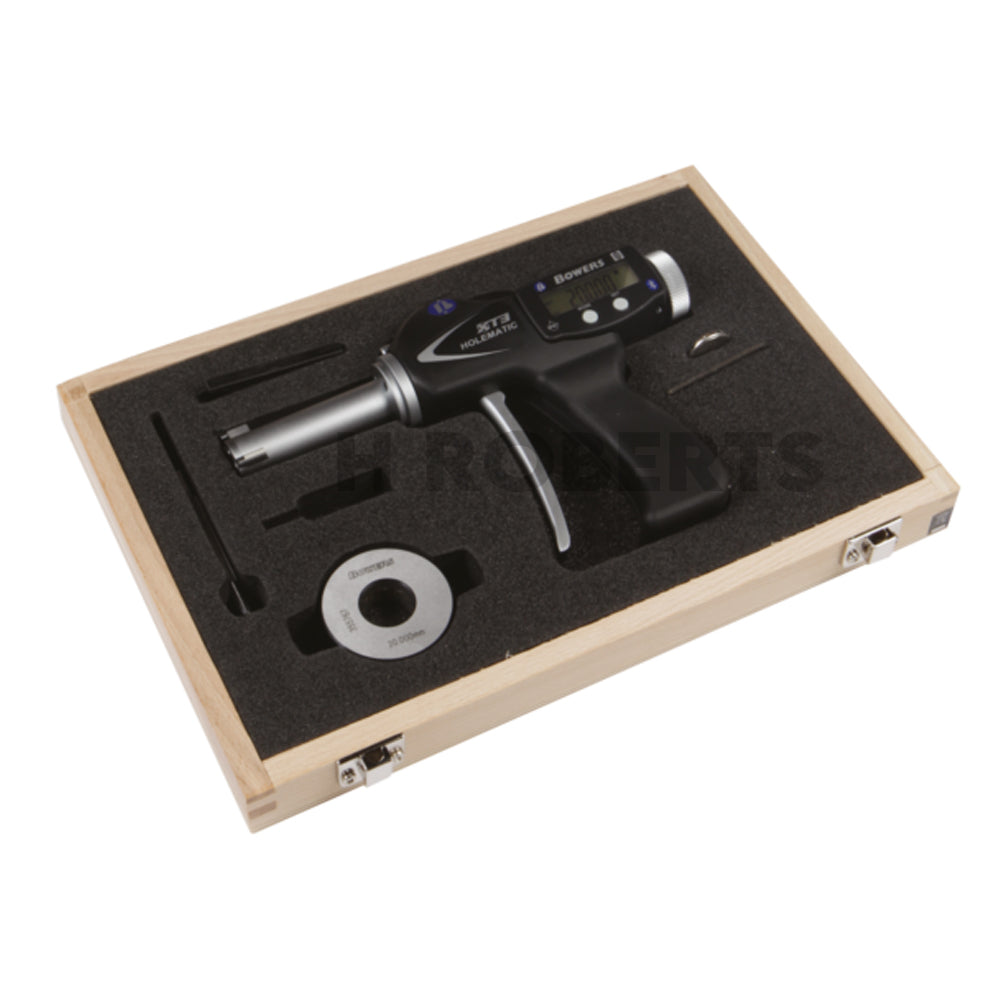Bowers XTH20M-BT Digital Pistol Grip Bore Gauge, Range 20-25mm, Resolution 0.001mm, 3-Point Contact with Bluetooth, Supplied with Setting Ring and Ukas Certificate
