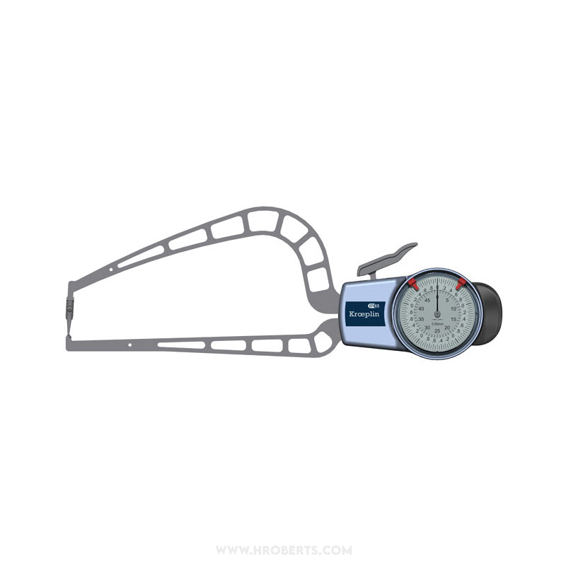 Kroeplin D4R50S External Caliper Gauge, Range 0-50mm, Graduation 0.05mm, Measuring Depth 169mm, Measuring Contact Chisel R 0.75mm, Ball 3mm Diameter, IP66 Protection