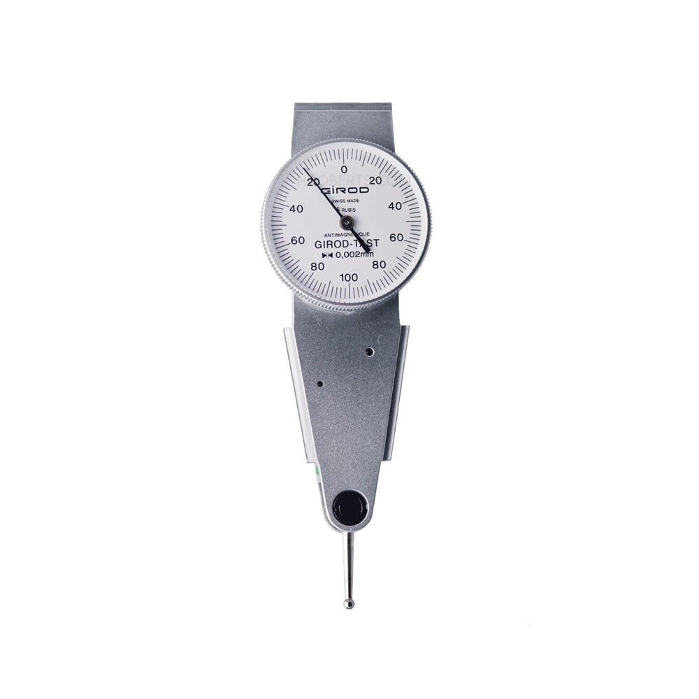 Girod GT 1293 R Lever Dial Indicator Parallel Type, Graduation 0.002mm, Range 0.2mm, Stylus Length 12mm, Bezel Diameter 27.4mm