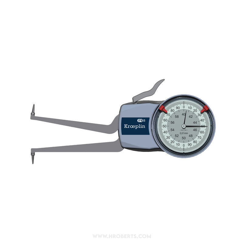 Kroeplin H240 Internal Caliper Gauge, Range 40-60mm, Resolution 0.01mm, Measuring Depth 85mm, Measuring Contact Ball 1mm Diameter, IP65 Protection