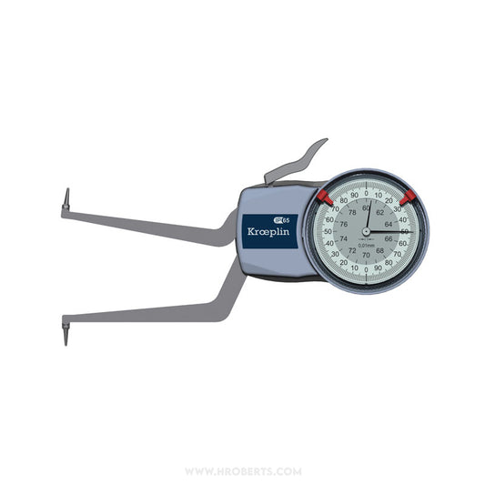 Kroeplin H260 Internal Caliper Gauge, Range 60-80mm, Graduation 0.01mm, Measuring Depth 85mm, Measuring Contact Ball 1mm Diameter, IP65 Protection