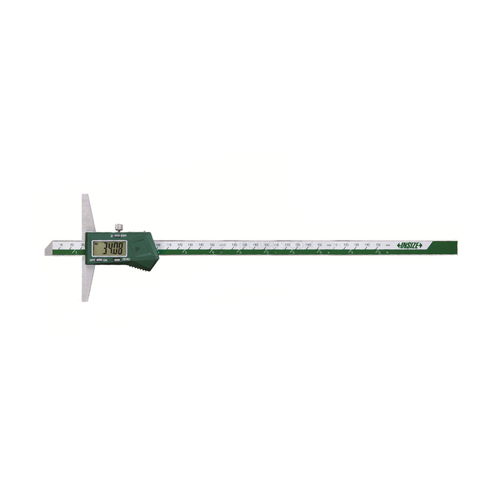 Insize 1141-300A Digital Vernier Depth Gauge, Range 0-300mm / 0-12", Resolution 0.01mm / 0.0005", Base 150 x 6mm with Data Output