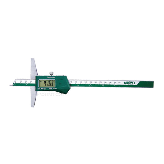 Insize 1143-200A Digital Point (1.5mm Dia) Depth Gauge, Range 0-200mm / 0-8", Resolution 0.01mm / 0.0005", Base 100 x 6mm with Data Output