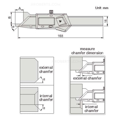 Insize 1180-66 Chamfer Gauge Digital 0-10mm/0-0.39", 60° Degree