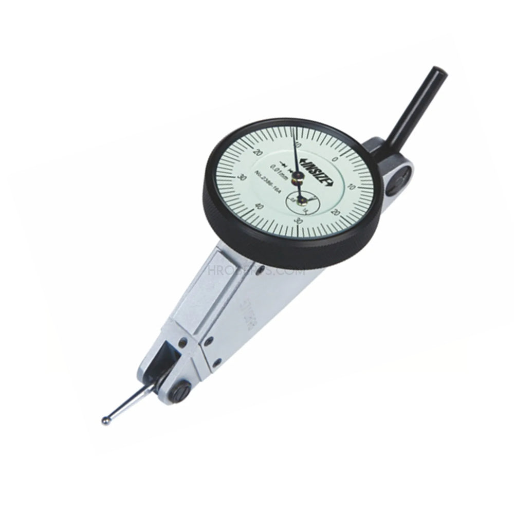 Insize 2386-16A Large Range Dial Test Indicator, Graduation 0.01mm, Range 1.6mm, Scale 0-40-0, Stylus Length 13.5mm, Bezel Diameter 37mm