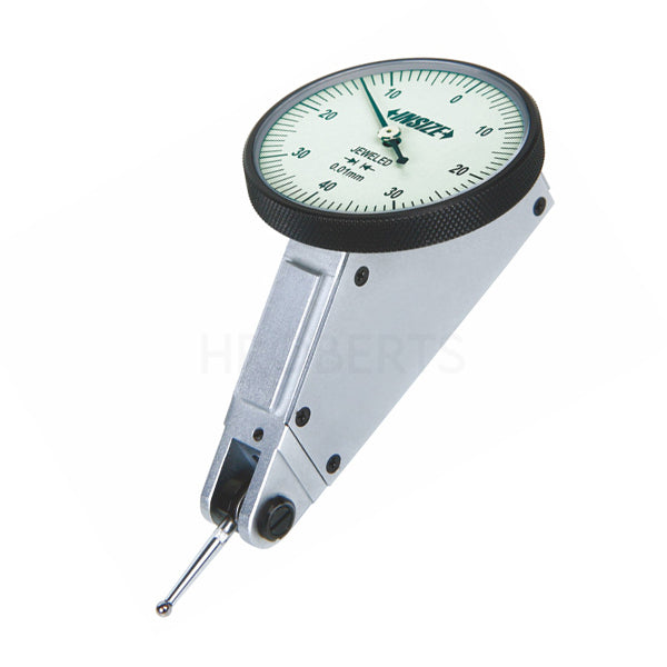 Insize 2399-08 Tilted Dial Test Indicator, Graduation 0.01mm, Range 0.8mm, Scale 0-40-0, Stylus Length 13.5mm, Bezel Diameter 37mm