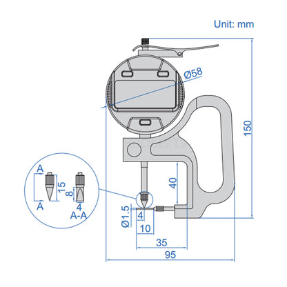 Insize 2873-10 Digital Tube Thickness Gauge, Range 0-10mm / 0-0.4", Resolution 0.01mm / 0.0005"