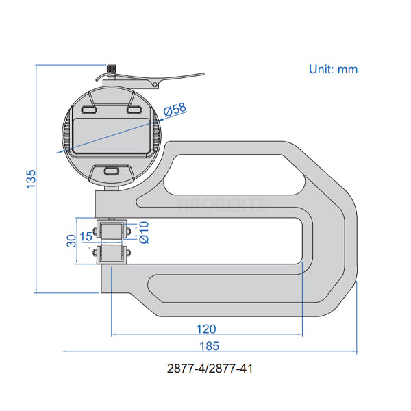 Insize 2877-41 Digital Digital Roller Thickness Gauge, Range 0-4.5mm / 0-0.18", Resolution 0.001mm / 0.00005"