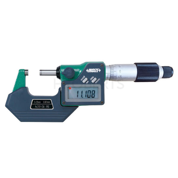 Insize 3101-25FA Digital Micrometer, IP65, Range 0-25mm / 0-1", Graduation 0.001mm / 0.00005", With Data Output
