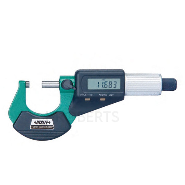 Insize 3102-25 Digital Micrometer, Range 0-25mm / 0-1", Graduation 0.001mm / 0.00005", With Data Output