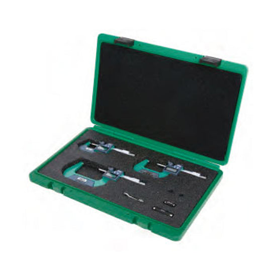 Insize 3108-753A Digital Micrometer Set, IP65, Range 0-75mm / 0-3", Resolution 0.001mm / 0.0005" c/w Setting Standards