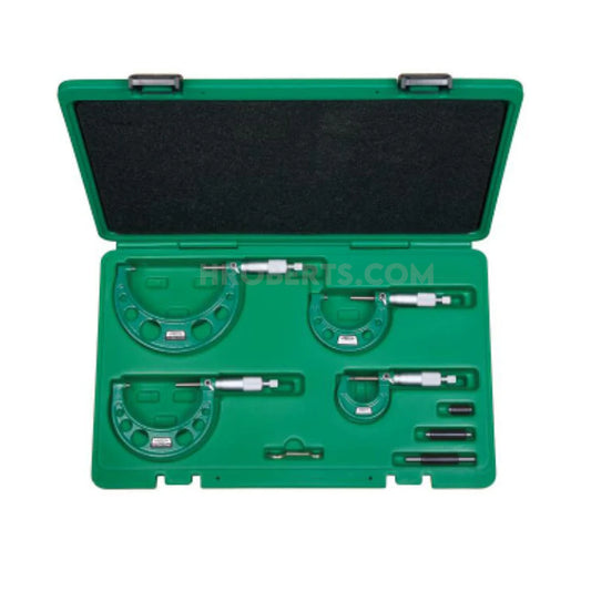 Insize 3203-1004A Micrometer Set, Range 0-100mm, Graduation 0.01mm c/w Setting Standards