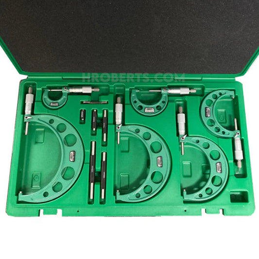 Insize 3203-1506A Micrometer Set, Range 0-150mm, Graduation 0.01mm c/w Setting Standards