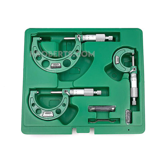 Insize 3203-753A Micrometer Set, Range 0-75mm, Graduation 0.01mm c/w Setting Standards