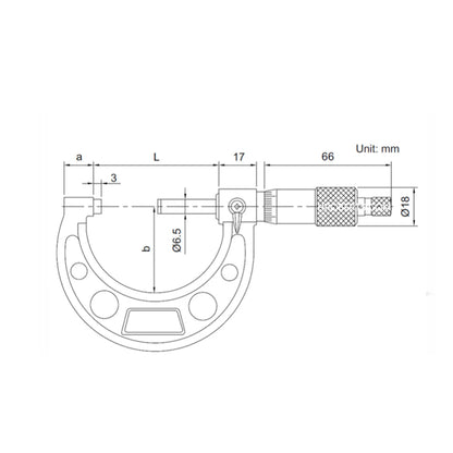 Insize 3210-75A Micrometer, Range 50-75mm, Graduation 0.001mm