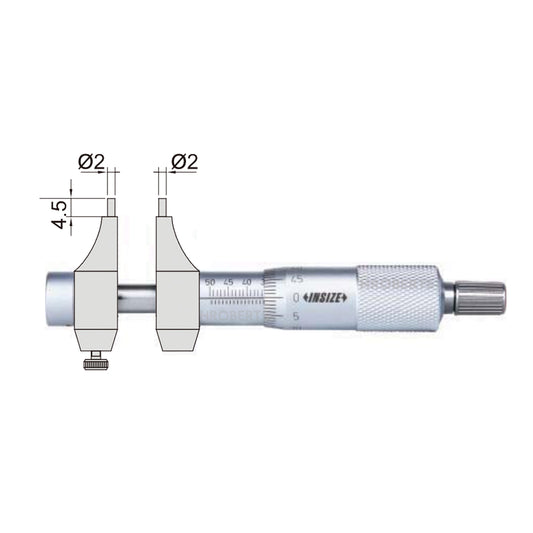 Insize 3220-30 Caliper Jaw Inside Micrometer, Range 5-30mm, Graduation 0.01mm