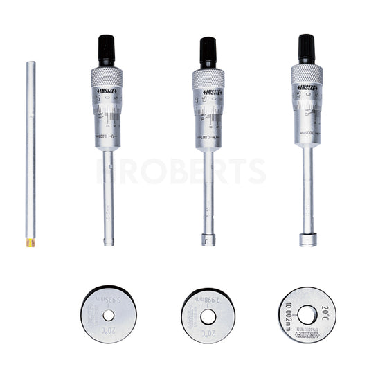 Insize 3227-123 Three Point Internal Micrometer Set, 3-Point Contact, Range 6-12mm, Graduation 0.001mm