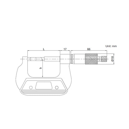 Insize 3232-75A Blade Micrometer, Range 50-75mm, Graduation 0.01mm (Type A = 0.75mm Blade)