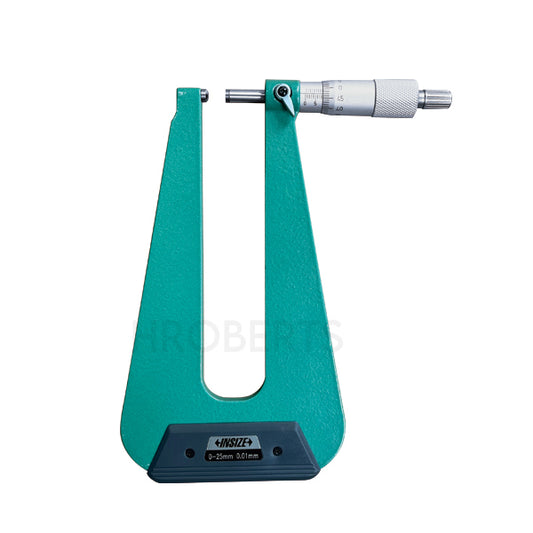 Insize 3239-253F Sheet Micrometer (Type B), Range 0-25mm, Graduation 0.01mm, 155mm Deep Frame