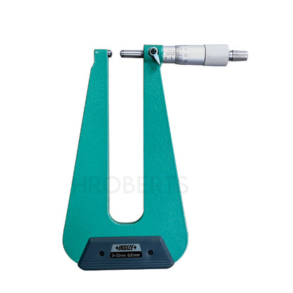 Insize 3239-253S Sheet Micrometer (Type C), Range 0-25mm, Graduation 0.01mm, 155mm Deep Frame