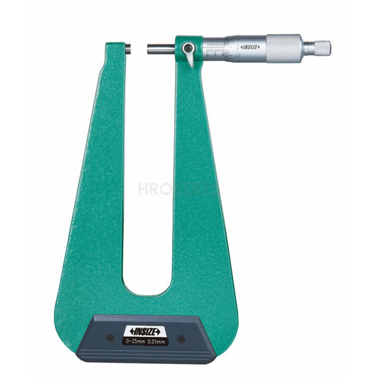 Insize 3239-253 Sheet Micrometer (Type A), Range 0-25mm, Graduation 0.01mm, 155mm Deep Frame