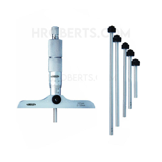 Insize 3241-150 Interchangeable Rod Depth Micrometer, Range 0-150mm, Graduation 0.01mm, Base 101.5 x 17mm