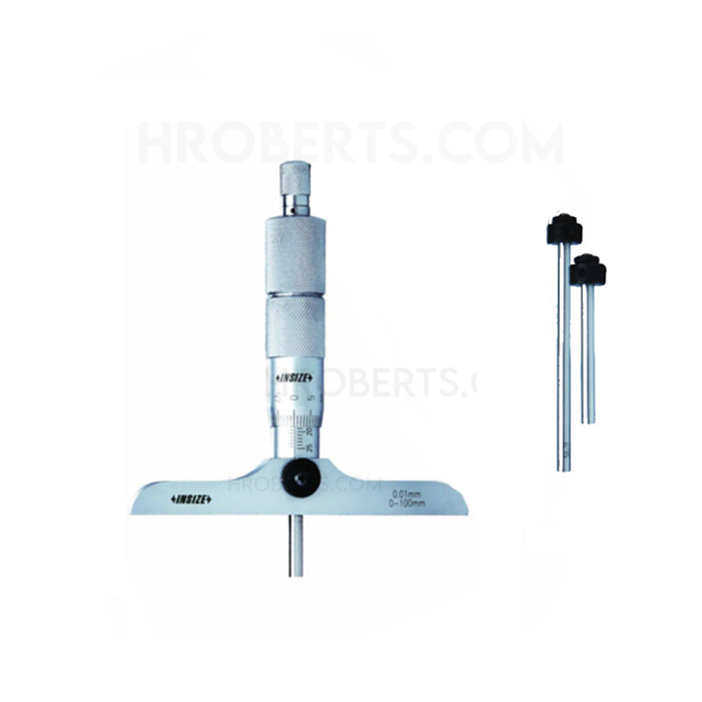 Insize 3241-75 Interchangeable Rod Depth Micrometer, Range 0-75mm, Graduation 0.01mm, Base 101.5 x 17mm