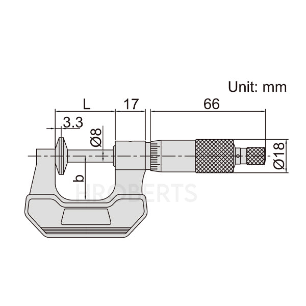 Insize 3294-50 Disc Micrometer, Range 25-50mm, Graduation 0.01mm