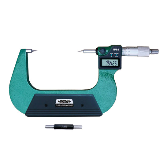 Insize 3530-100BA Digital 15° Point Micrometer TYPE B, IP65, Range 75-100mm / 3-4", Graduation 0.001mm / 0.00005", With Data Output