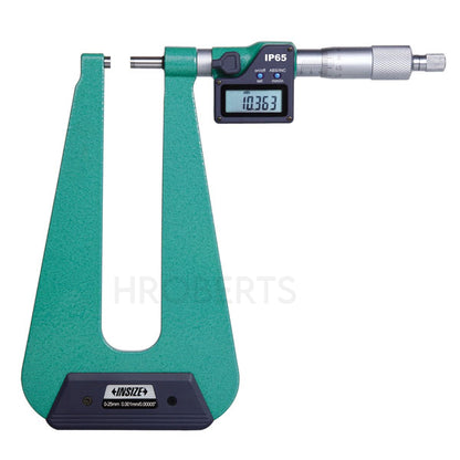 Insize 3539-253A Digital Sheet Micrometer (Type A), Range 0-25mm / 0-1", Graduation 0.001mm / 0.00005", With Data Output, 155mm Deep Frame