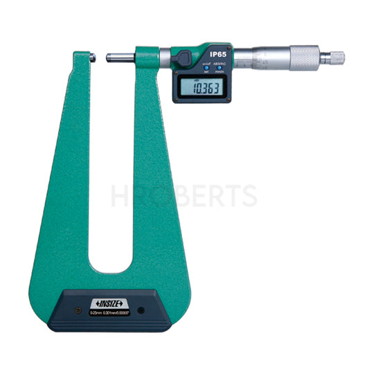 Insize 3539-253SA Digital Sheet Micrometer (Type C), Range 0-25mm / 0-1", Graduation 0.001mm / 0.00005", With Data Output, 155mm Deep Frame