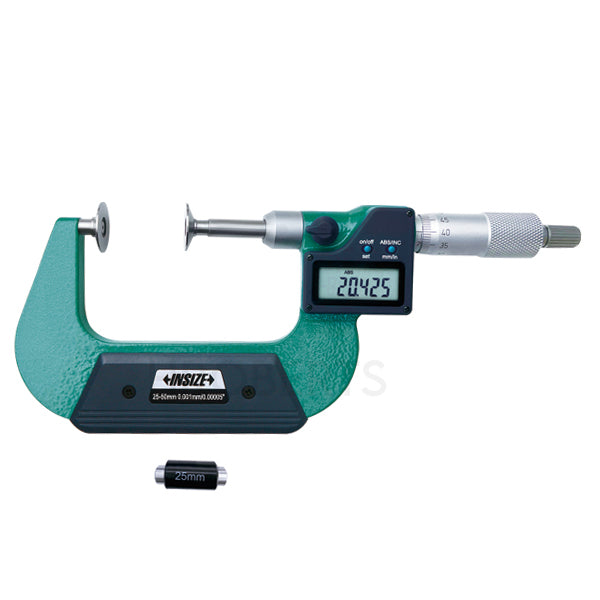 Insize 3594-50A Digital Disc Micrometer, Range 25-50mm / 1-2", Graduation 0.001mm / 0.00005", With Data Output