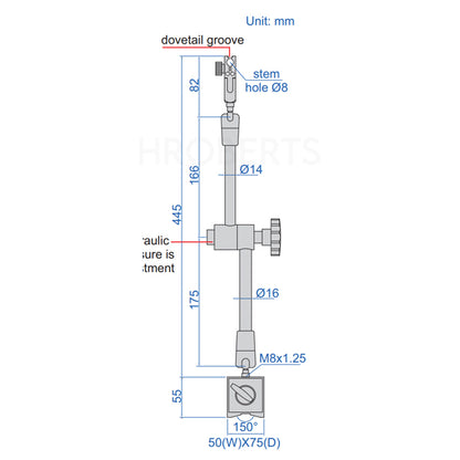Insize 6229-100 Universal Magnetic Stand - 445mm Arm Length
