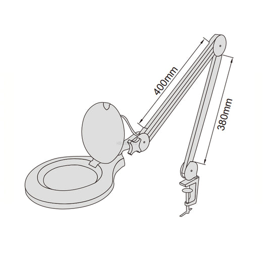 Insize 7516-5D Table Magnifier with Illumination, 2.25X Magnification, 122mm Lens