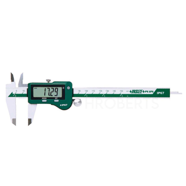 Insize Plus 1195-150 Digital Caliper, IP67, 0-150mm / 0-6" Digital Caliper Standard Model with Thumb Roller