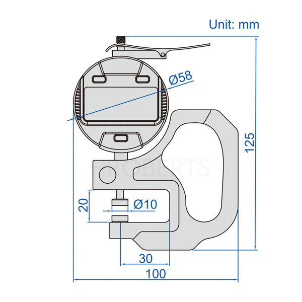Insize 2871-10 Digimatic Digital Thickness Gauge, Range 0-10mm / 0-0.4", Resolution 0.01mm / 0.0005"