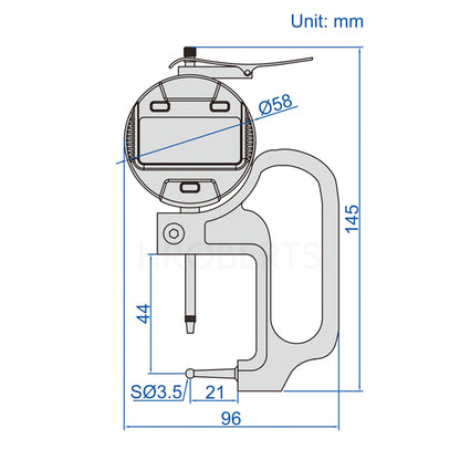Insize 2876-10 Digimatic Digital Tube Thickness Gauge, Range 0-10mm / 0-0.4", Resolution 0.01mm / 0.0005"