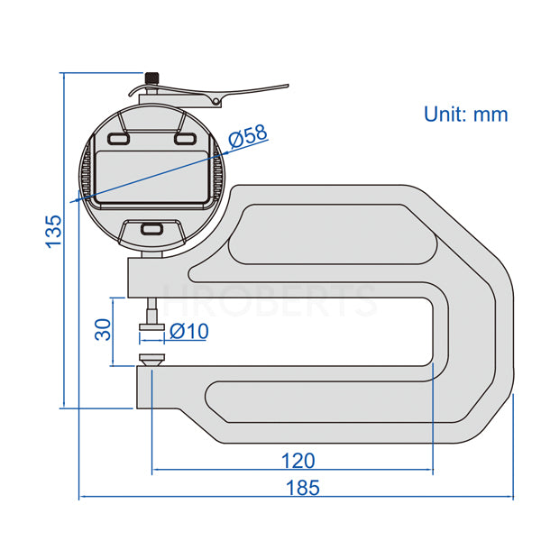 Insize 2872-10 Digimatic Digital Thickness Gauge, Range 0-10mm / 0-0.4", Resolution 0.01mm / 0.0005"
