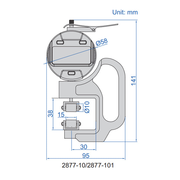 Insize 2877-101 Digital Digital Roller Thickness Gauge, Range 0-10mm / 0-0.4", Resolution 0.001mm / 0.00005"