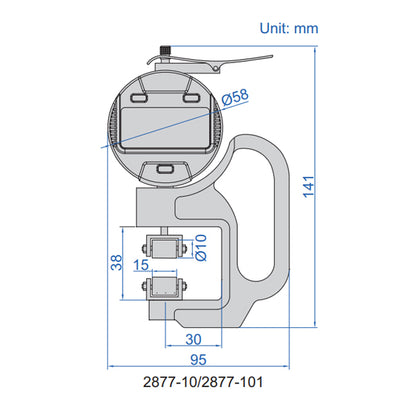Insize 2877-101 Digital Digital Roller Thickness Gauge, Range 0-10mm / 0-0.4", Resolution 0.001mm / 0.00005"