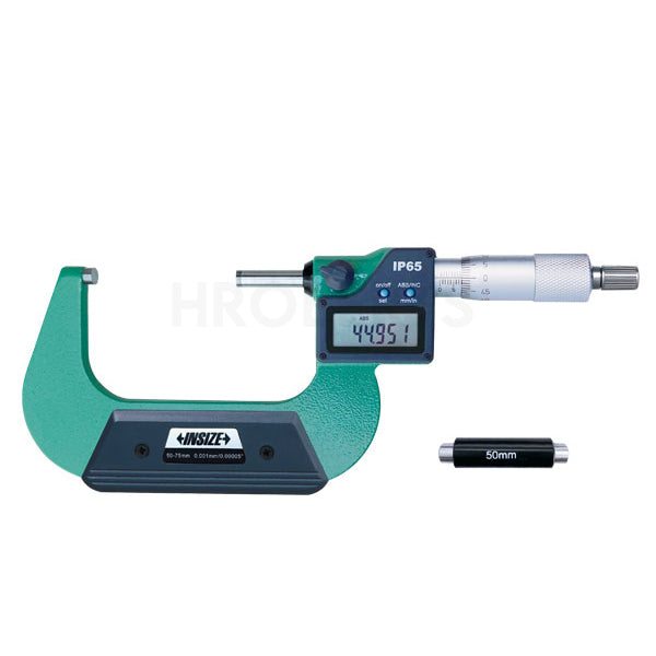 Insize 3101-75A Digital Micrometer, IP65, Range 50-75mm / 2-3", Graduation 0.001mm / 0.00005", With Data Output